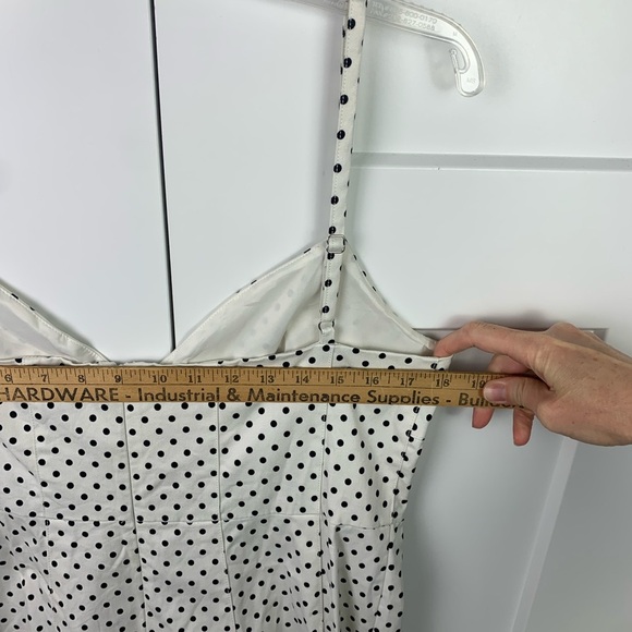 J. Crew 14 Button Front Midi Sun Dress White Black Polka Dot Blake Emily Paris - Picture 10 of 12